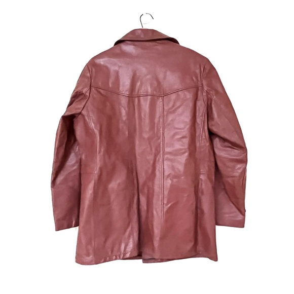 Vintage Sears Leather Shop 70s/80s Russet Leather coat w/zip out vest *EVC - Picture 2 of 16